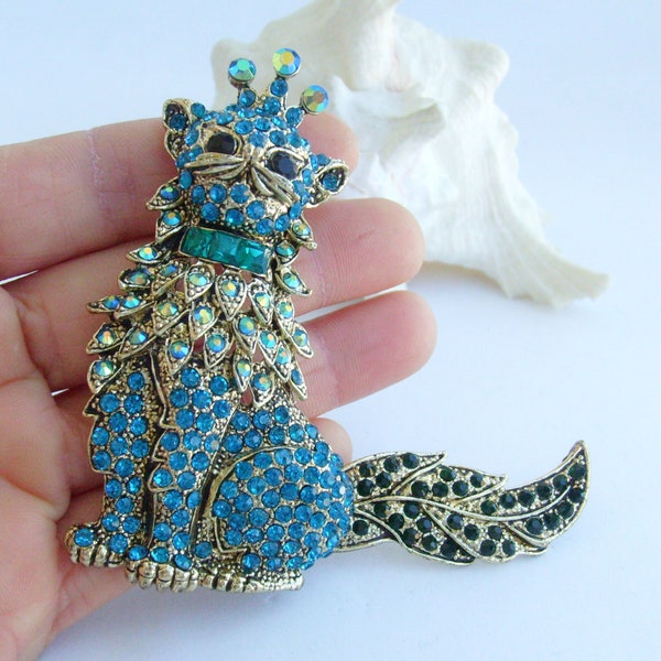 Lovely Cat Kitty Brooch Pendant Rhinestone Crystal Animal Pin P031K