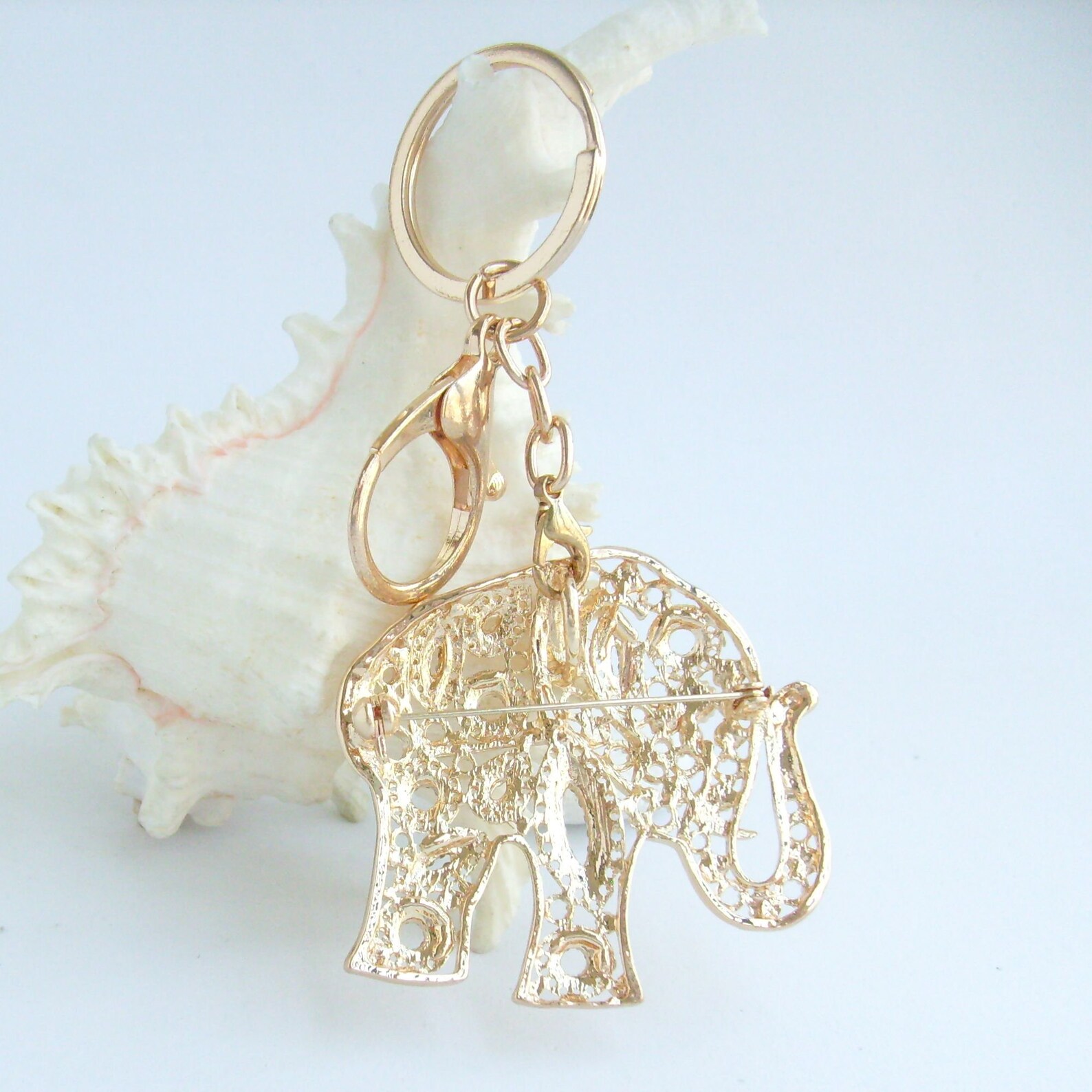 Vintage Elephant Key Chain Key Holder Rhinestone Crystal Etsy
