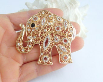 Unique Elephant Brooch Pendant Rhinestone Crystal Animal Pin P042K
