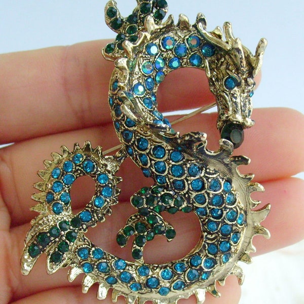 Einzigartige Tier Strass Kristall Drache Brosche Pin Anhänger P006K