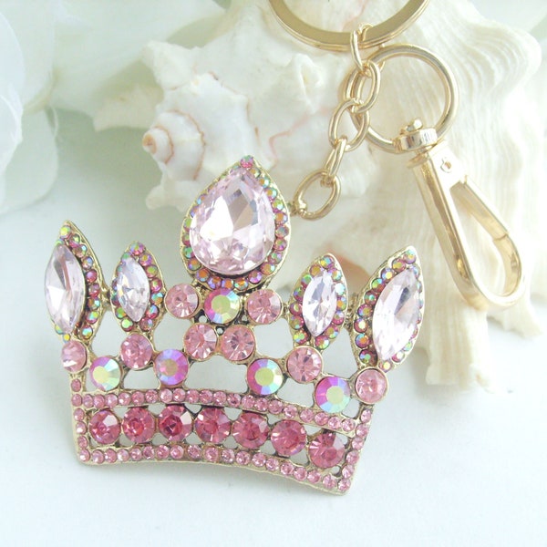 Crown Key chain Key Holder Rhinestone Crystal Pendant Key Ring D025K