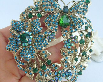 Rhinestone Crystal Insect Butterfly Brooch Flower Pin Pendant Party Jewelry P007K