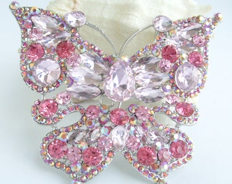 Fashion Crystal Rhinestone Butterfly Brooch Pins Women's Clothing