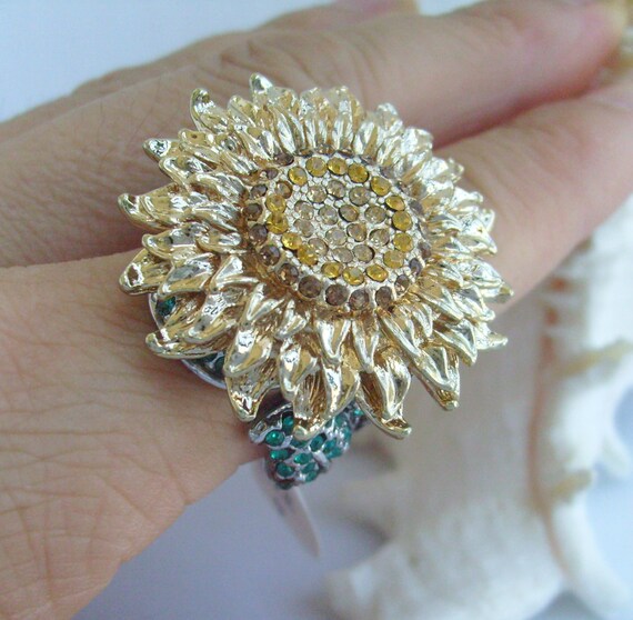 Crystal sunflower deals ring
