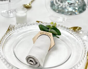 Placenames Engraved with Names Dates Personalised Engraved Napkin Rings 