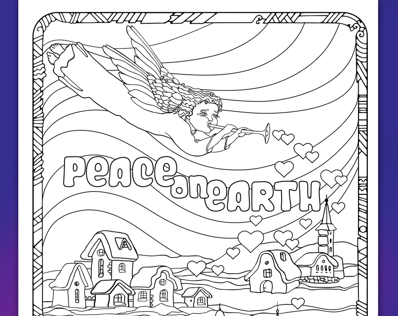 Peace Coloring Page. Coloring Sheets Peace on Earth. Lineart Magical ...