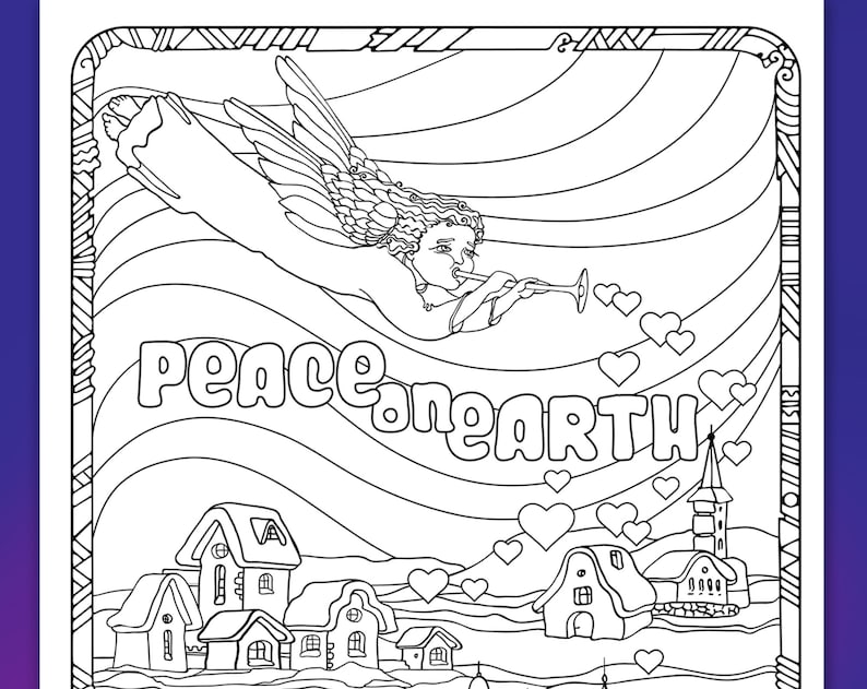 Peace Coloring Page. Coloring Sheets Peace on Earth. Lineart Magical ...