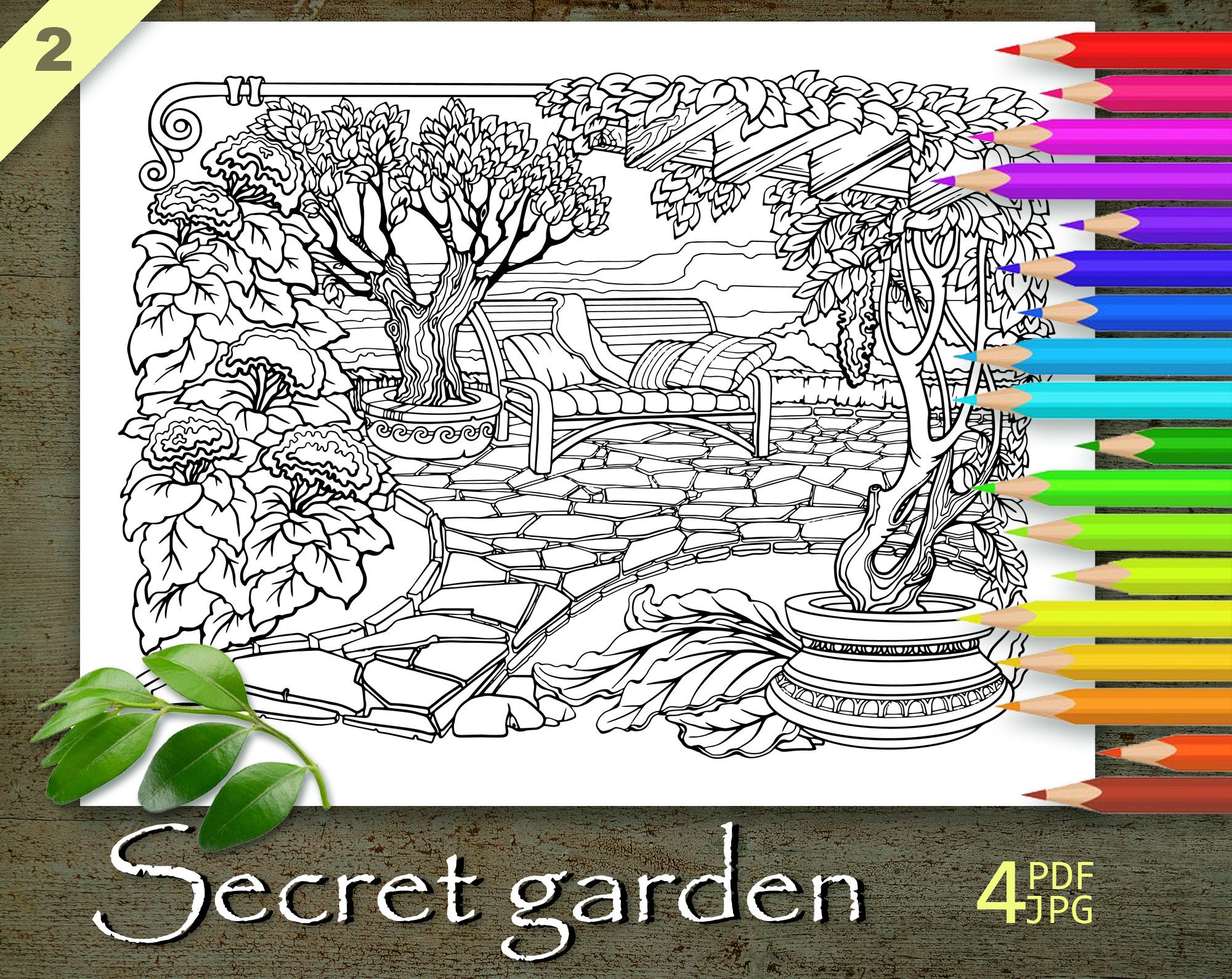 Secret Garden Coloring Page, Printable Adult Coloring Books PDF, Cozy