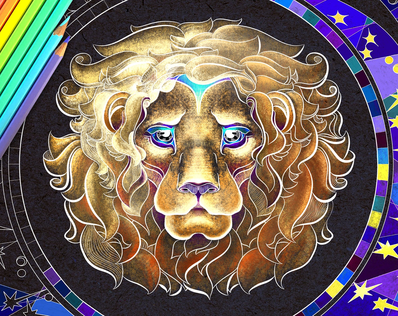 Leo Zodiac. Coloring Page. Zodiac Sign Print. Adult Coloring Books ...