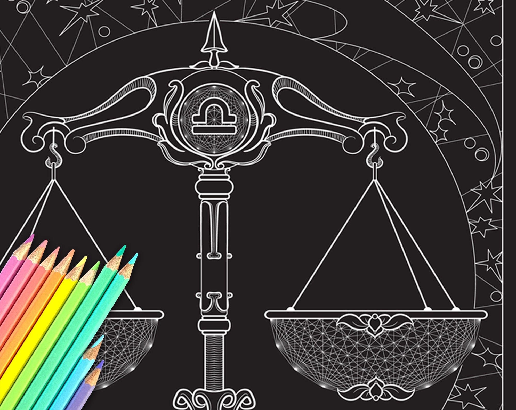 Libra Color Pages Libra Zodiac Sign Coloring Pages for Adult. Astrology Printable ...