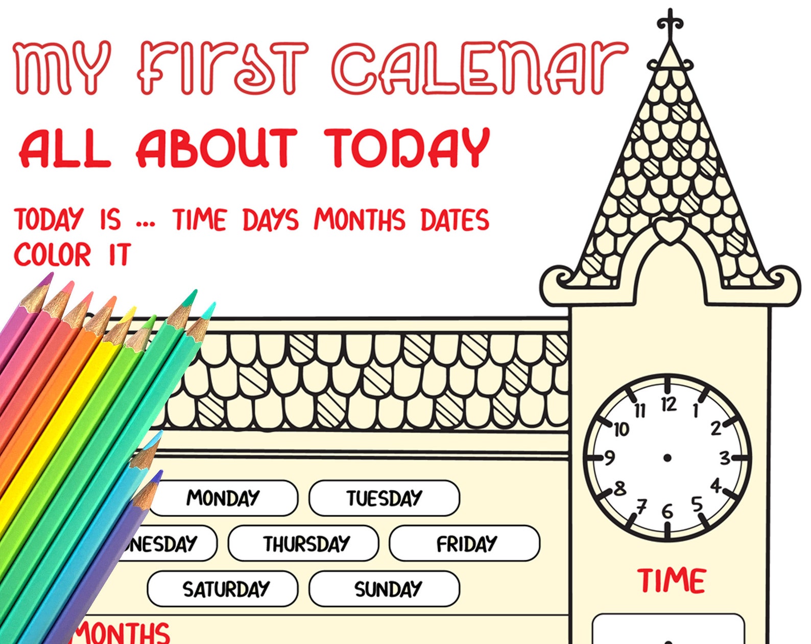 Kids Daily Calendar. Homeschooling Busy Book. Coloring Pages - Etsy