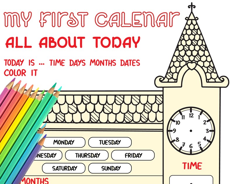 Kids Daily Calendar. Homeschooling Busy Book. Coloring Pages - Etsy