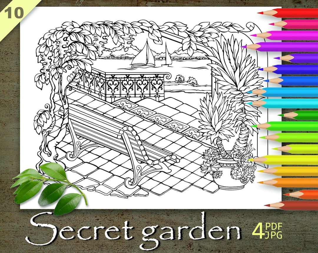 Secret Garden Coloring Page, Printable Adult Coloring Books PDF, Cozy