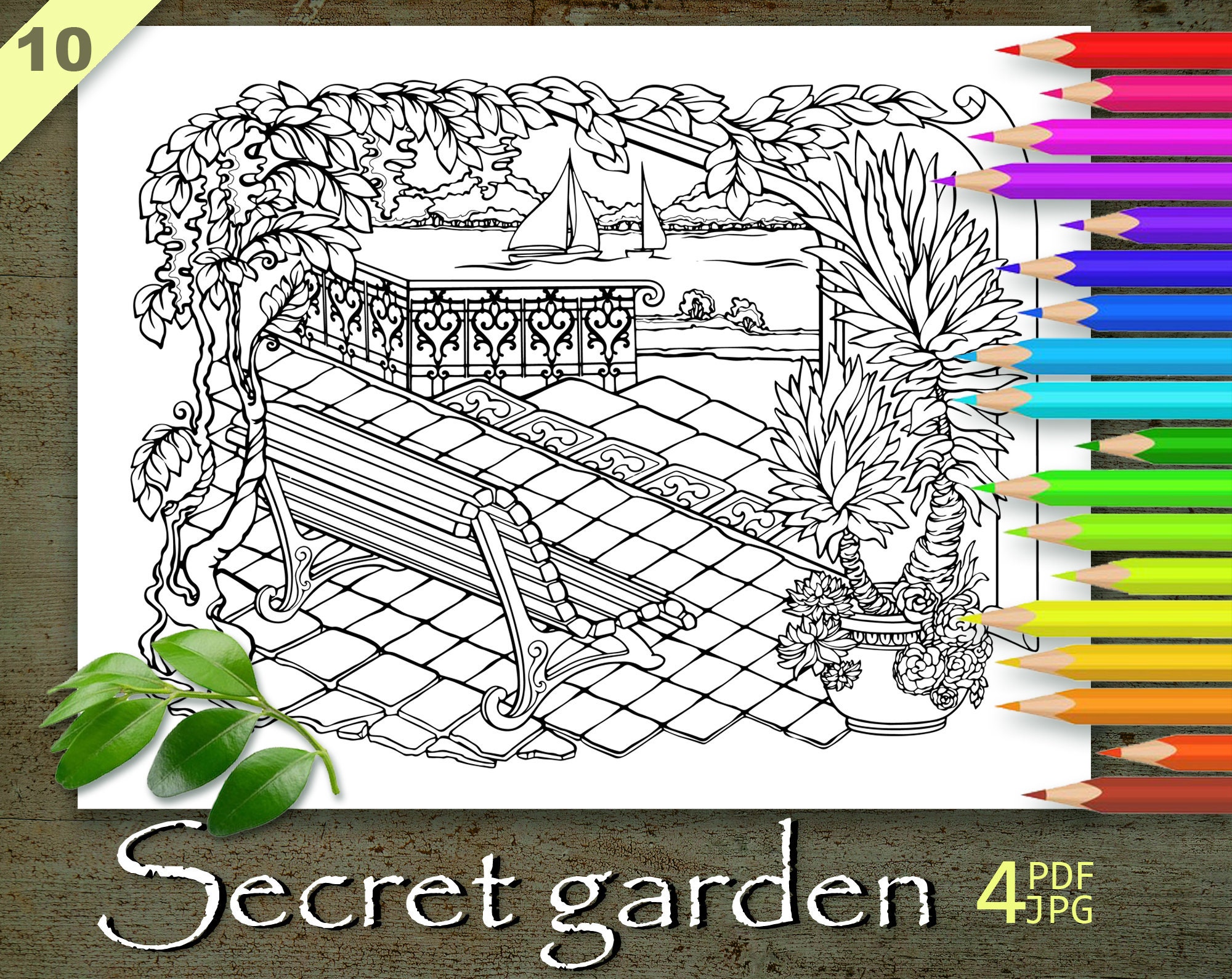 Secret Garden Coloring Page, Printable Adult Coloring Books PDF, Cozy