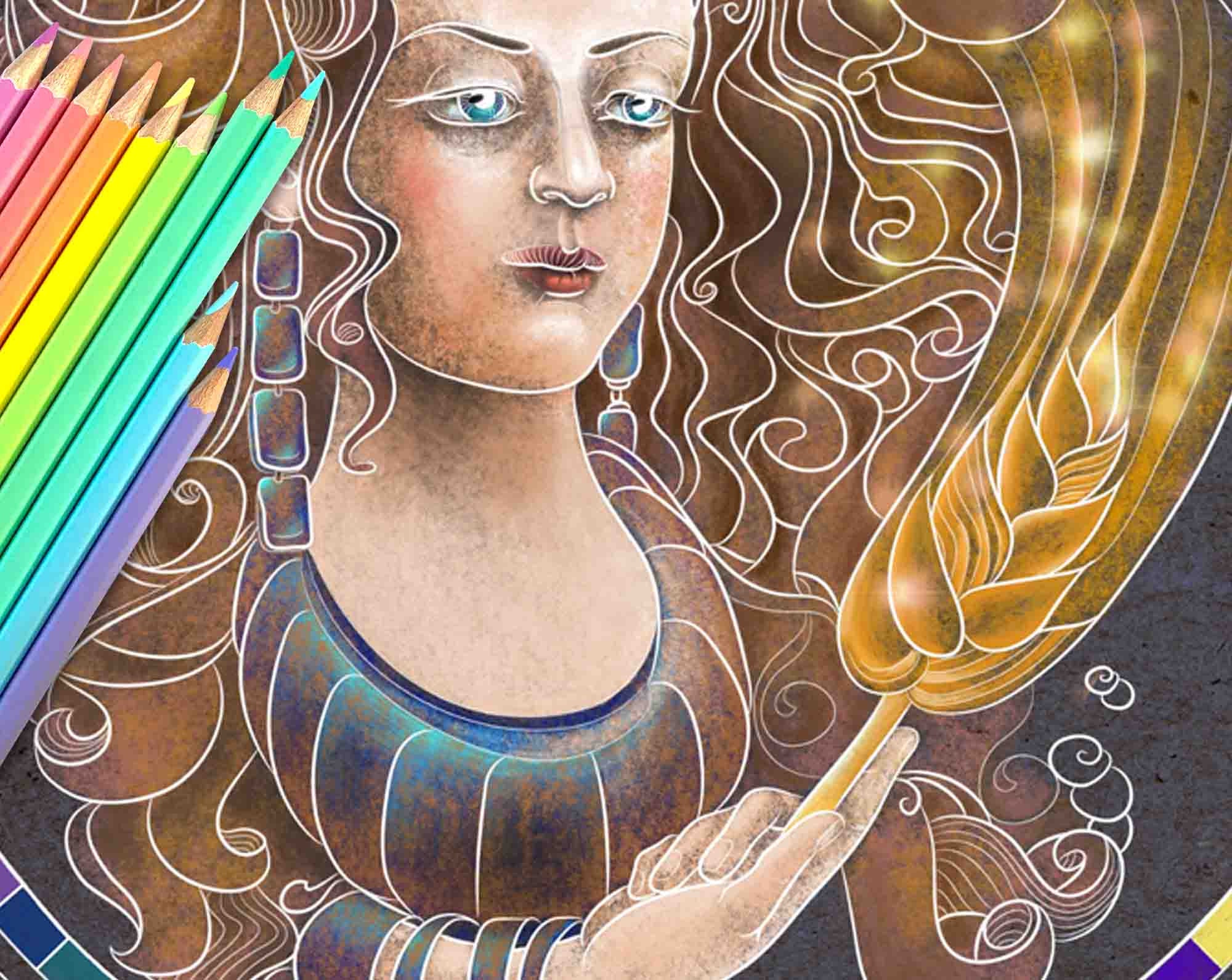 Virgo zodiac. Coloring page. Zodiac sign print. Adult coloring | Etsy