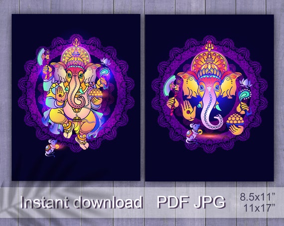 Ganesha Printable Wall Art. Ganesh Colorful Wall Art. Ganesha | Etsy
