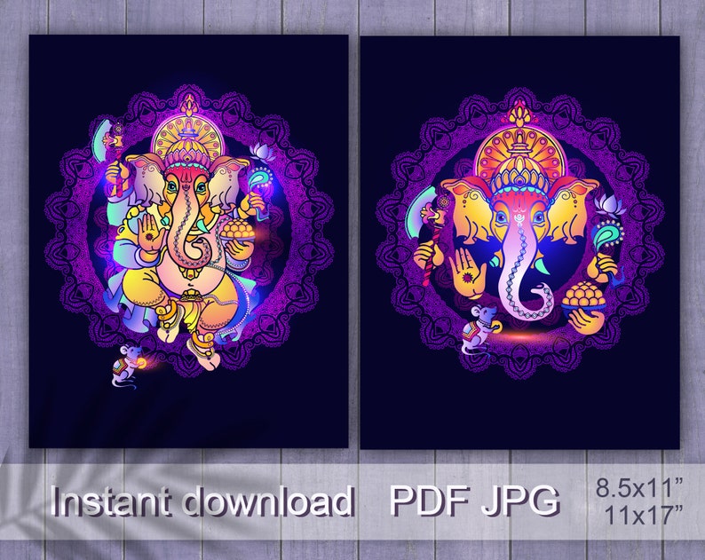 Ganesha Printable Wall Art. Ganesh Colorful Wall Art. Ganesha ...