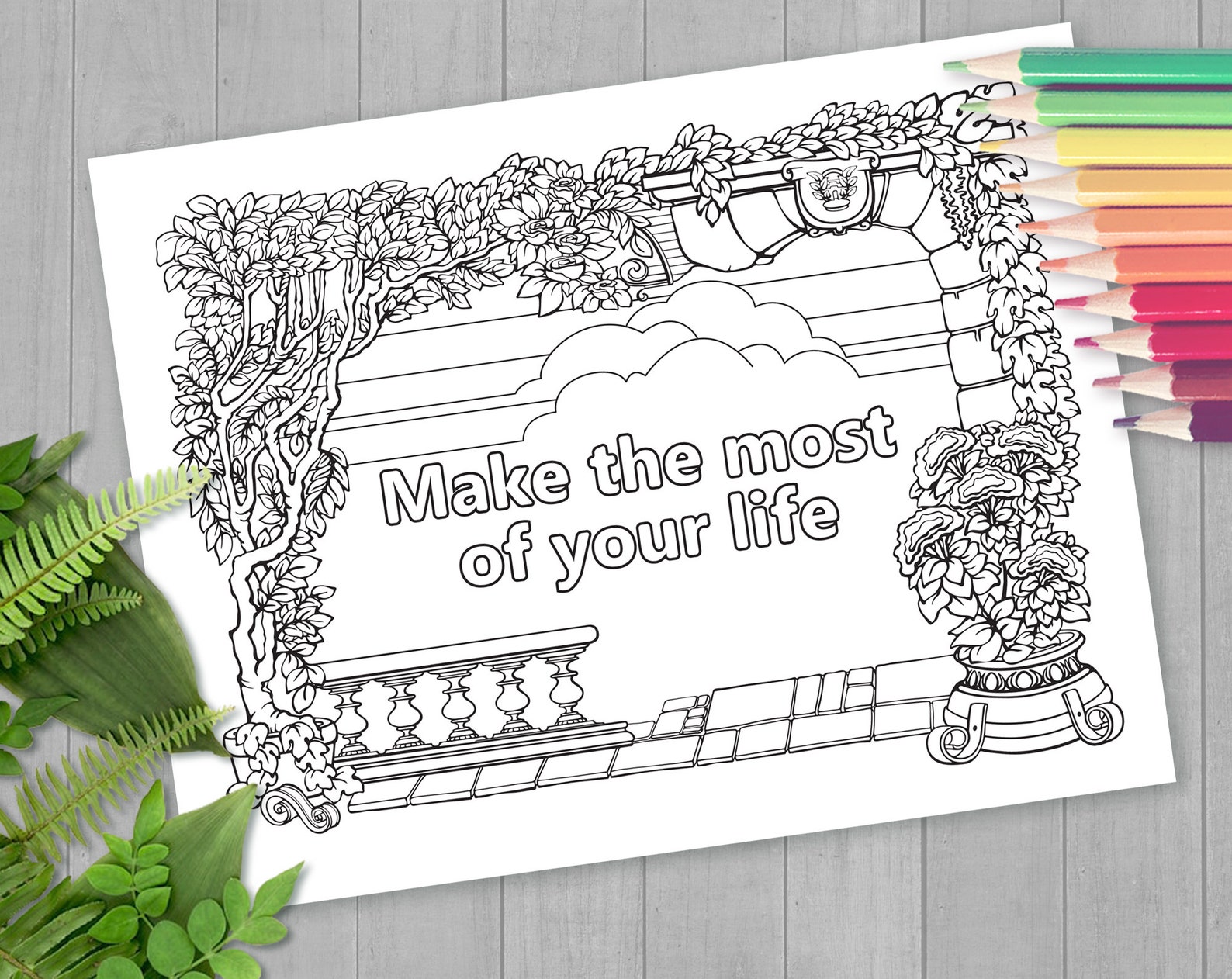 Secret Garden Coloring Page, Printable Adult Coloring Books PDF, Cozy