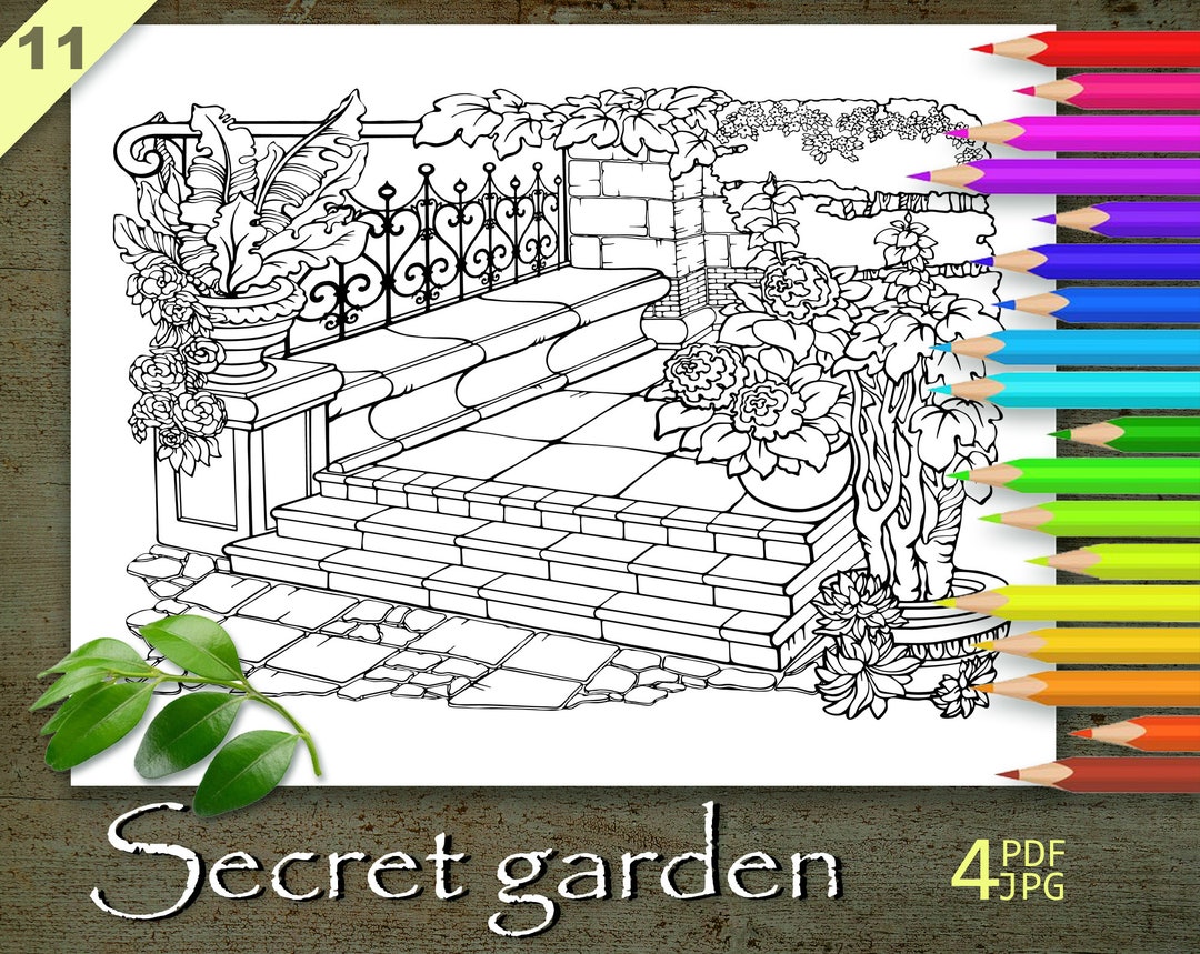 Secret Garden Coloring Page, Printable Adult Coloring Books PDF, Cozy ...