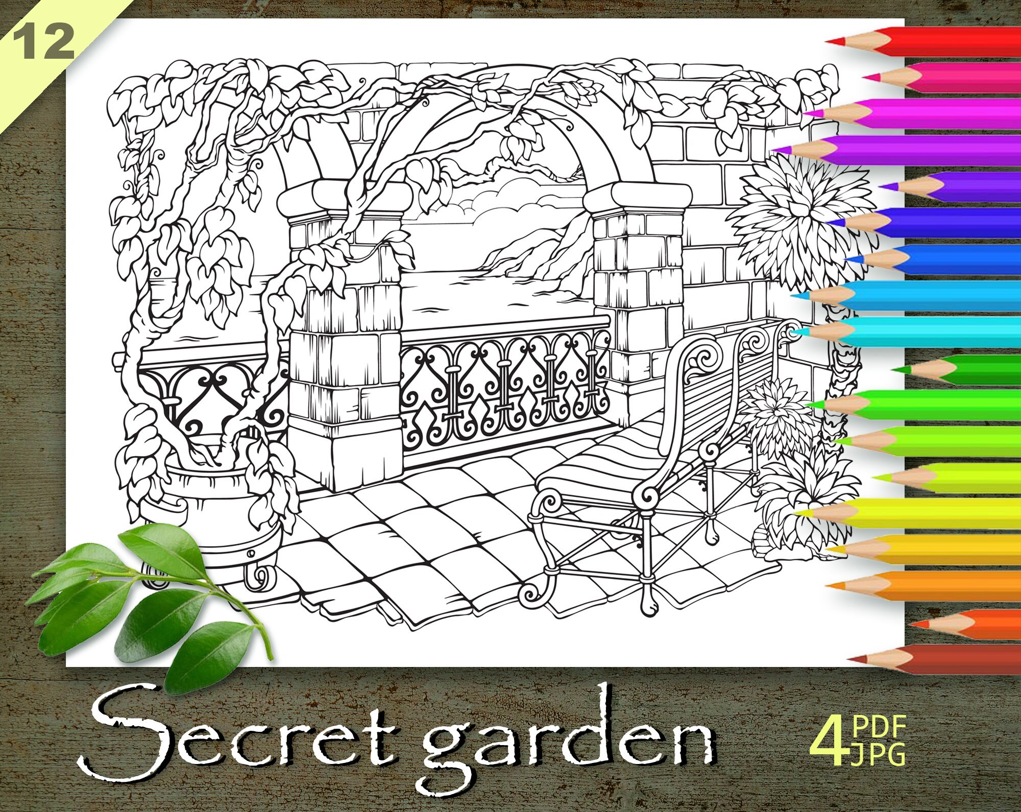 Secret Garden Coloring Page, Printable Adult Coloring Books PDF, Cozy