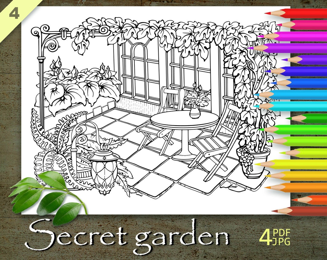 Secret Garden Coloring Page Printable Adult Coloring Books - Etsy