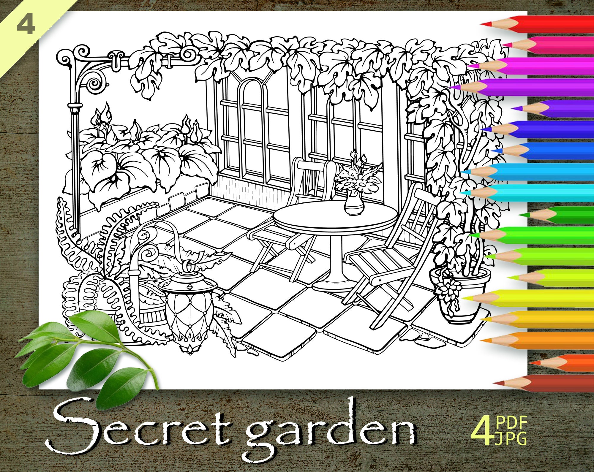 Secret Garden Coloring Page, Printable Adult Coloring Books PDF, Cozy ...