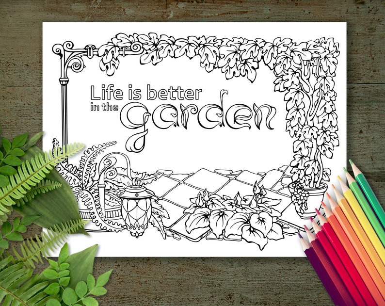 Secret Garden Coloring Page, Printable Adult Coloring Books PDF, Cozy ...
