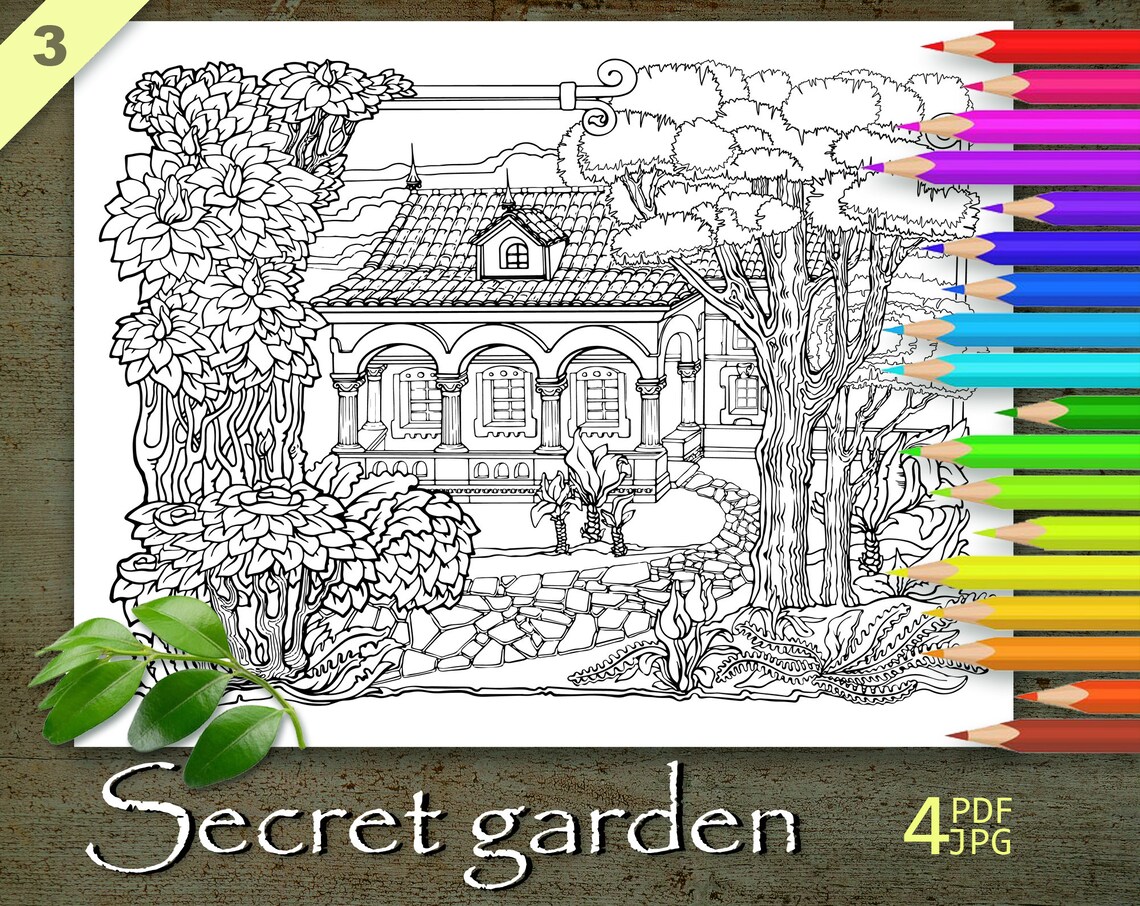 Secret Garden Coloring Page Printable Adult Coloring Books - Etsy