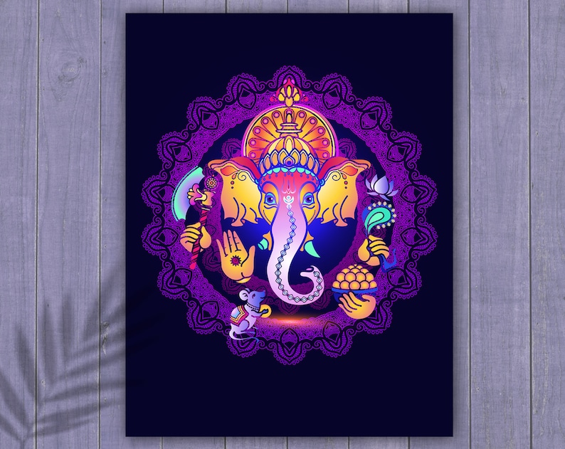 Ganesha Printable Wall Art. Ganesh Colorful Wall Art. Ganesha ...