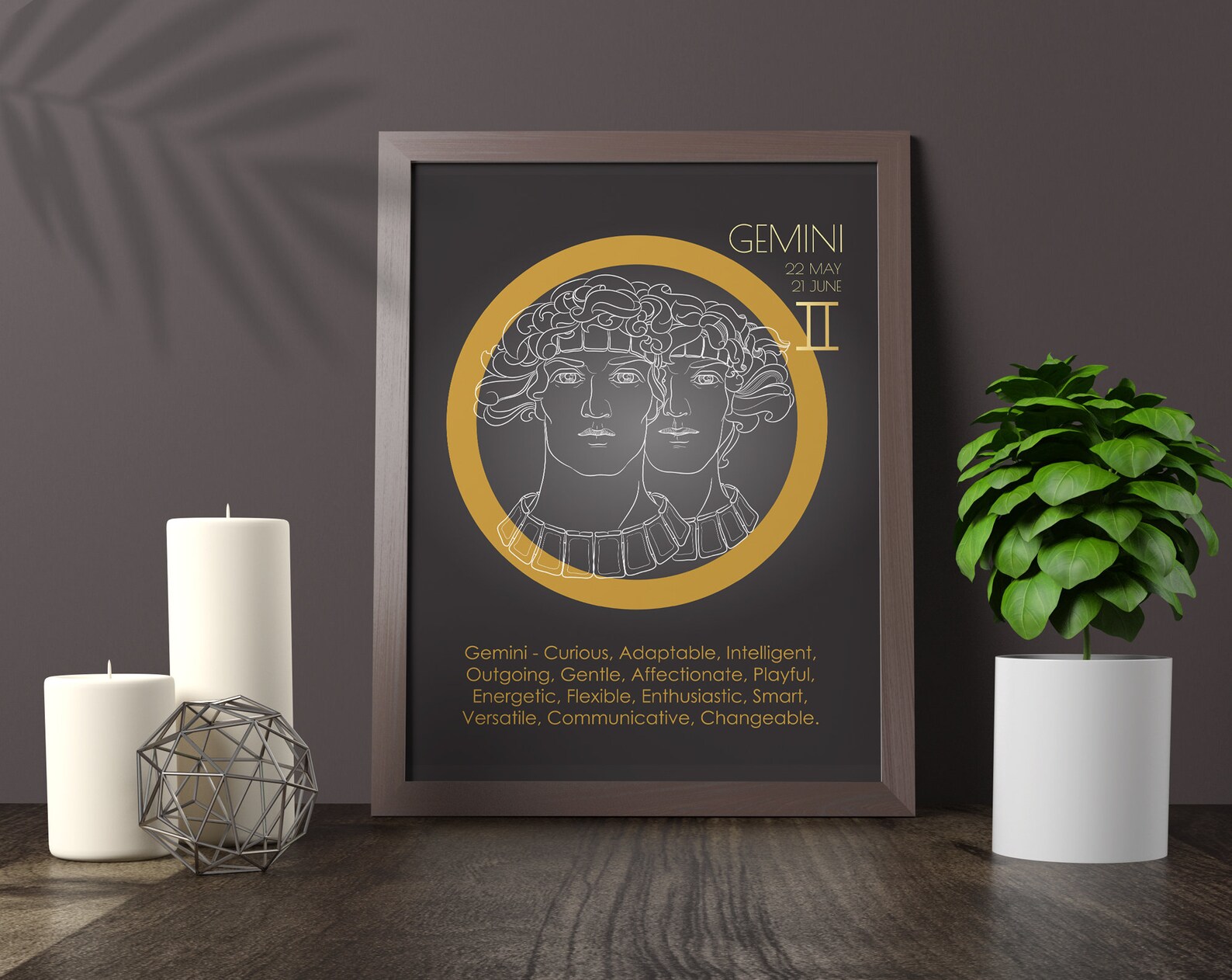 Gemini wall art zodiac sign print. Zodiac printable Gemini Etsy