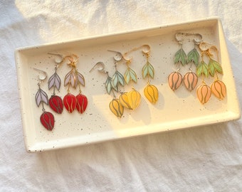 Tulip Dangles, Polymer Clay Earrings, Statement Earrings, Spring Earrings,  Dainty Jewelry, Cute Birthday Gift for Mom