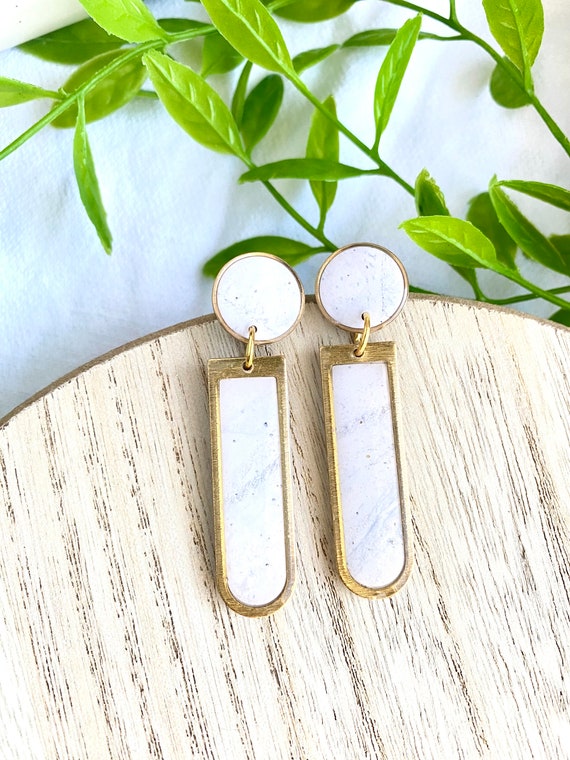 White cheap marble earrings