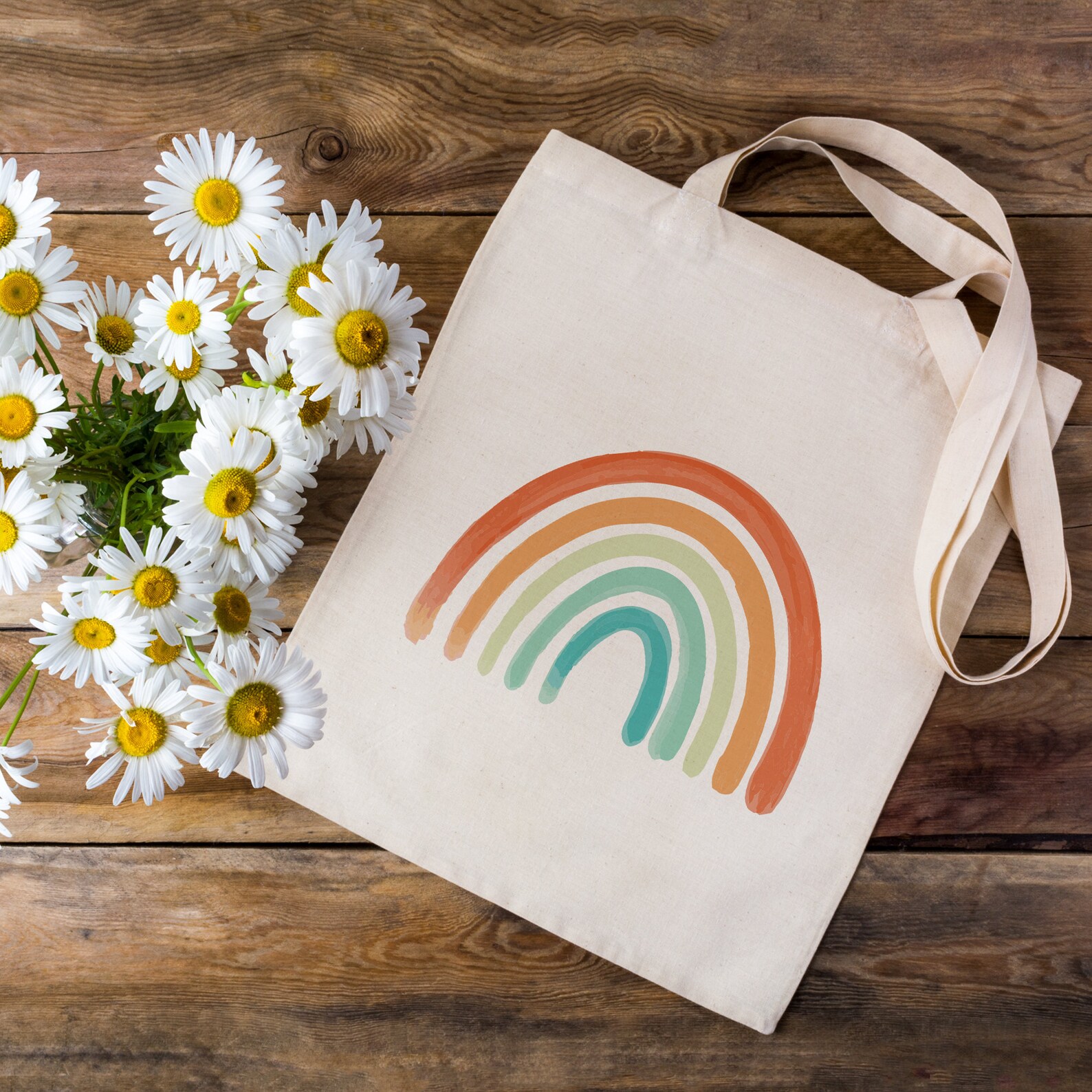 Rainbow Tote Bag Aesthetic Rainbow Canvas Tote Bag | Etsy