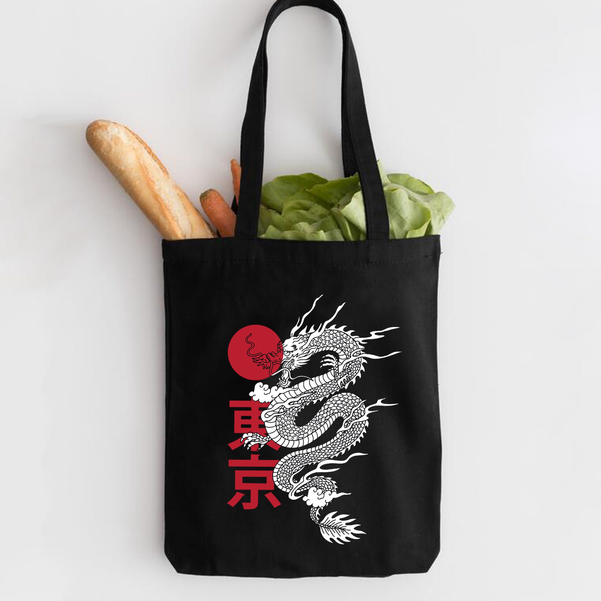 Japanese Dragon Tote Bag Japan Style Bag Gothic Tote Etsy
