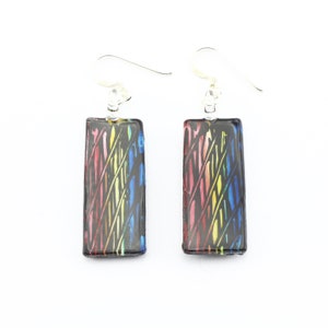 Multicolour Long Rectangle Glass Earrings