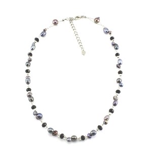 Collar de perlas de agua dulce multicolor, collar de perlas grises, collar de colores de tono de tierra fresco