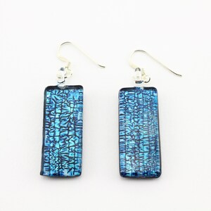 Molten Blue Glass Drop Earrings, Blue Earrings, Handmade Glass Earrings, Glass Art