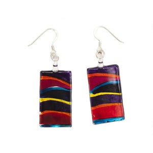 Handmade Glass Earrings Neon Colours Bright Bold Retro Statement Jewellery