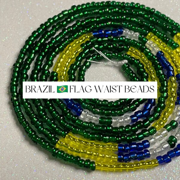 Brazil Flag Waist Beads, Waist Beads for Weight Loss, Waist Beads Black Owned, Waist Chains, Waist Chain South America Waist Beads, Handmade