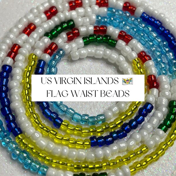 US Virgin Islands Flag Waist Beads, Waist Beads for Weight Loss, Waist Beads Black Owned, Waist Chains, Caribbean Waist Beads, Handmade