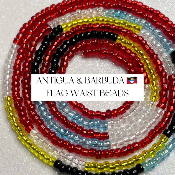 Antigua and Barbuda Flag Waist Beads, Waist Beads for Weight Loss, Waist Beads Black Owned, Waist Chains, Caribbean Waist Beads, Handmade