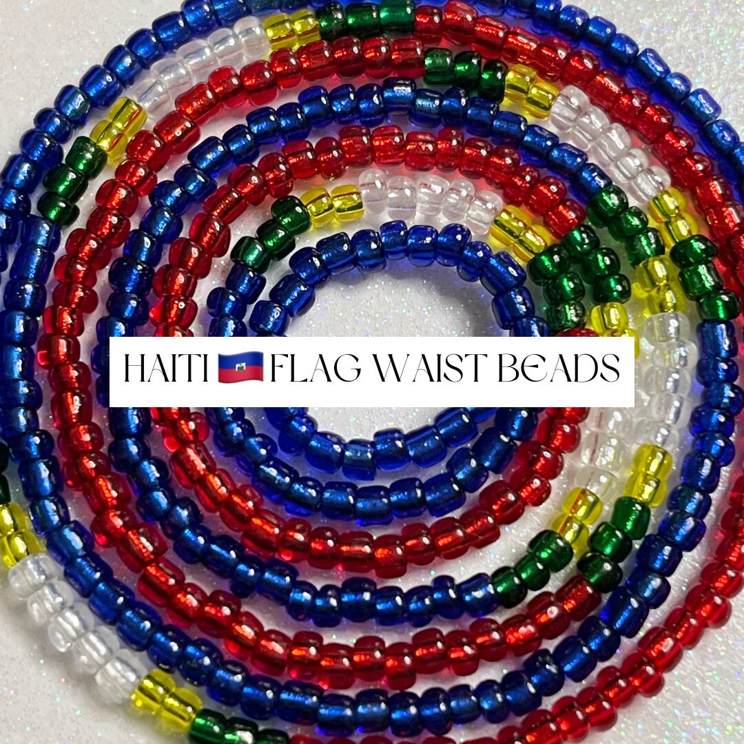 Haiti Flag Waist Beads, Waist Beads for Weight Loss, Waist Beads Black