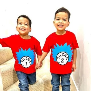 Thing 1 and Thing 2 T-Shirt, Thing 1 Thing 2,  World Book Day outfit for Twins, Twin Clothing, Clothes for Twins, Gift for Twins