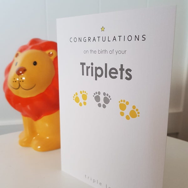 Congratulations on the birth of your Triplets, Triplet Birth Card, New Baby Triplet Card, Card for newborn Triplets, Triplets New Baby,