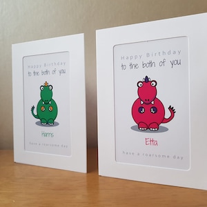 2er-Set - Personalisierte Zwillings-Geburtstagskarte, personalisierte Zwillings-Grußkarte, Zwillingskarte, Zwillingsgeschenk, alles Gute zum Geburtstag Zwilling, Zwillingsgeburtstagskarte,