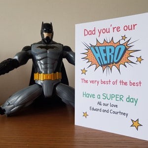 Gepersonaliseerde Hero Vaderdag Kaart, Gepersonaliseerde Twin Card, Speciale Papa Kaart, Vaderdag Kaart, Vaderdag Kaart van Twins. Fijne Vaderdag