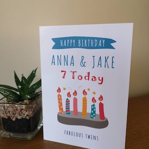Personalisierte Zwillinge Geburtstagskarte, Personalisierte Zwillingskarte, Zwillinge Karte, Erste Geburtstagskarte, Happy Birthday Twin, Twin Birthday Karte,