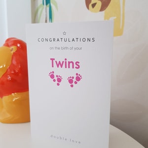Félicitations pour la naissance de vos jumelles filles, Twin Birth Card, New Baby Twins Card, Card for newborn Twins, Twin New Baby, Twin Girls