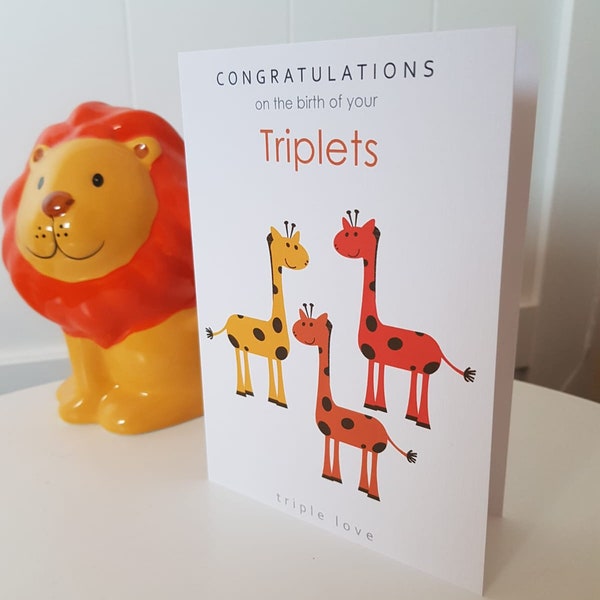 Congratulations on the birth of your Triplets, Triplet Birth Card, New Baby Triplet Card, Card for newborn Triplets, Triplets New Baby,