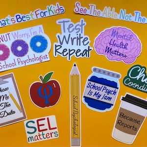 School Psychologist Waterproof Matte Sticker Bundle - 12 ct; school psychology stickers, school psychologist gift